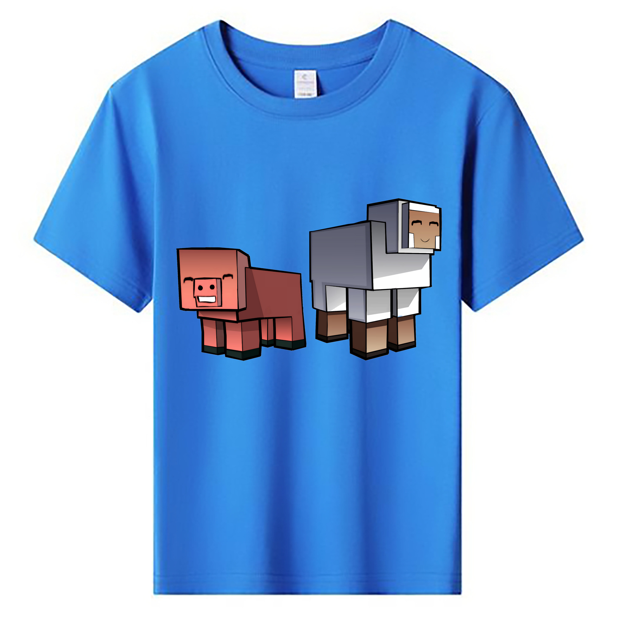 （画像用） マインクラフト ブロックの世界 Minecraft MC Block world 綿100％キッズTシャツ（フロントプリント）